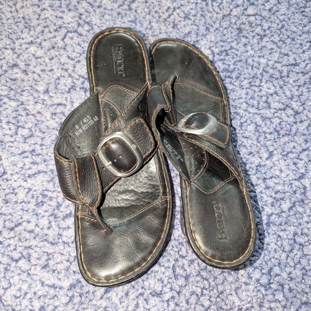 Ecco Women's Black Leather Sandals with Buckle